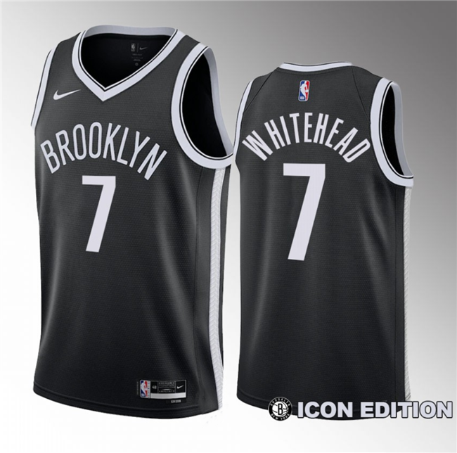 Men's Brooklyn Nets #7 Dariq Whitehead Black 2023 Draft Icon Edition Stitched Basketball Jersey